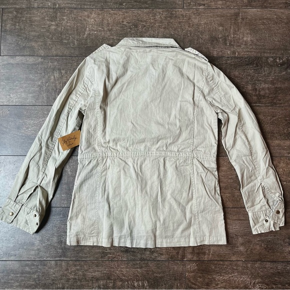 NWT cotton light gray military twill pocketed jacket - Picture 6 of 10